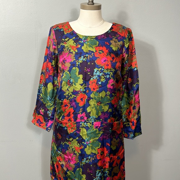 J. Crew Jules Silk Dress in Ashbury Floral Size 0- gently used - Picture 11 of 15